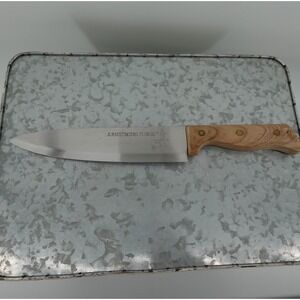 Vintage Armstrong Forge 8" Chef Knife Stainless Steel Wood Handle Brass Rivets